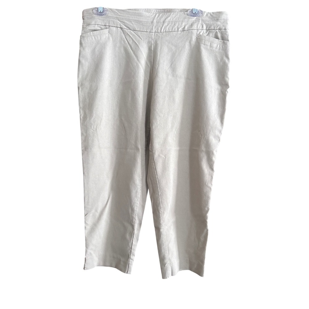APT 9 Womens Pants 14P Beige Cropped Ankle Straight Leg Casual Office